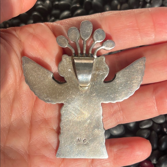 native American sterling Silver and Turquoise Kachina pendant - Picture 3 of 10